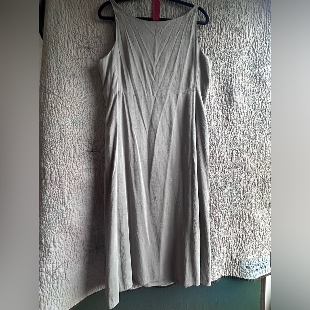 Eileen Fisher 100% silk gray dress size Large - Picture 6 of 9